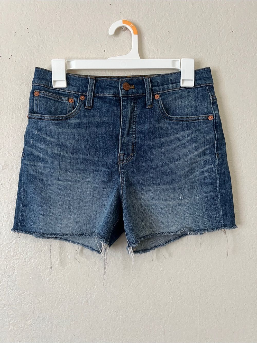 NWT MADEWELL High Rise Denim Shorts Raw Hem in Size 27